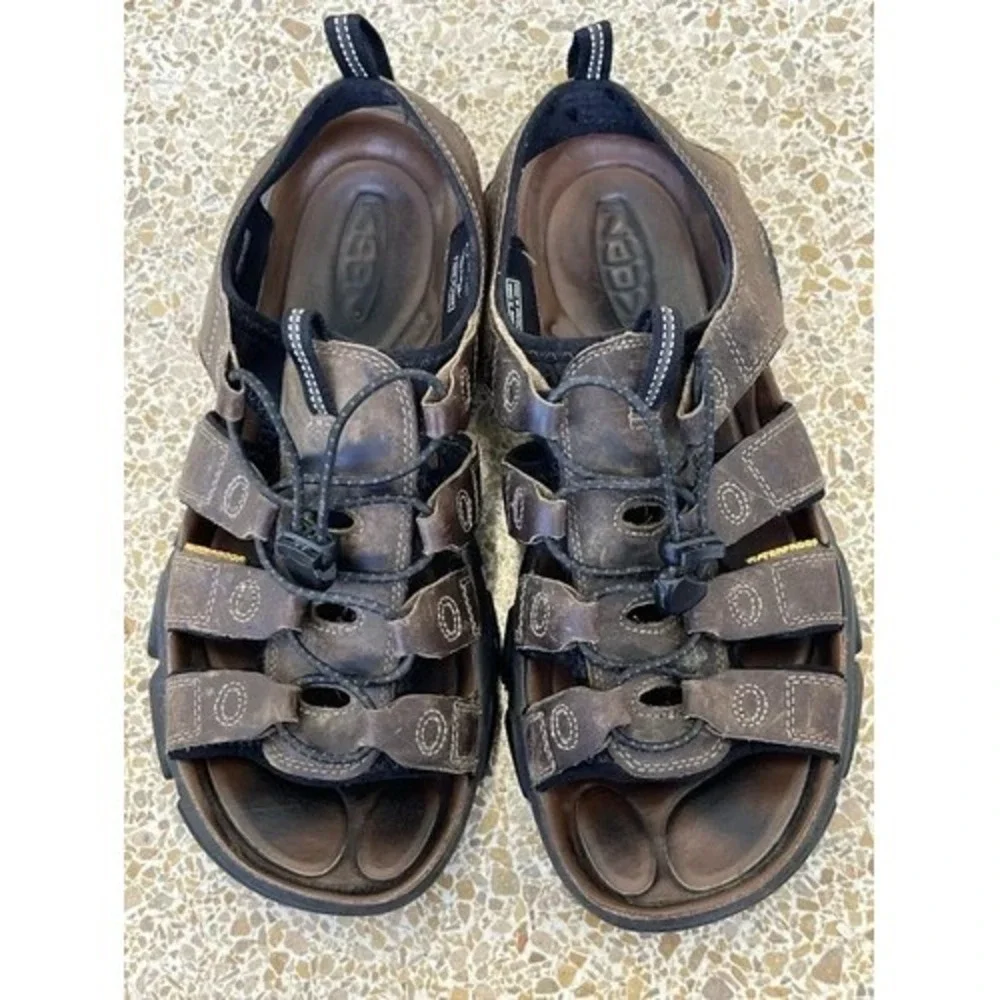 KEEN Daytona II Leather Fisherman Sandals Brown Men's 10.5 Comfort Outdoor Beach